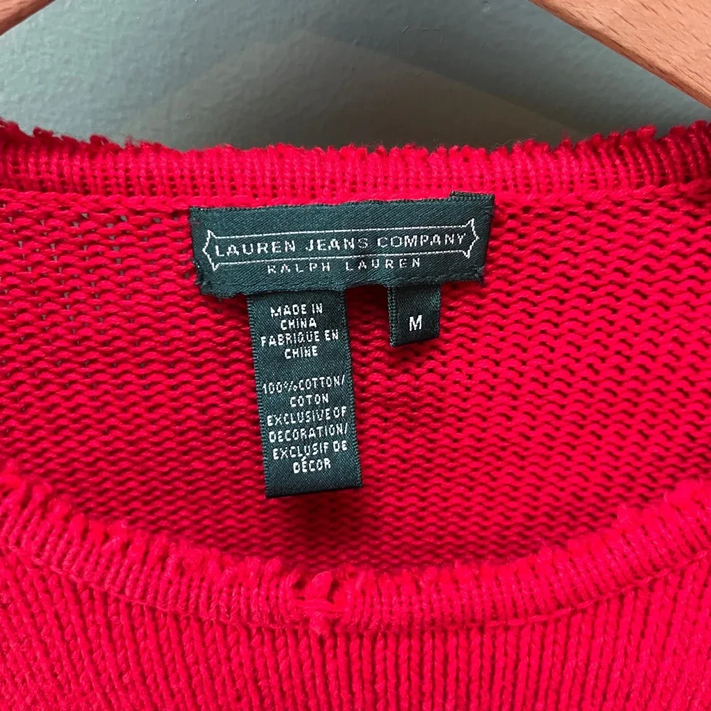 Lauren Jeans Company Red Knit Sweater Crown Crest Nautical Preppy‎ Medium